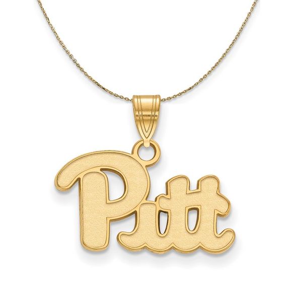 14k Yellow Gold U. of Pittsburgh Small Logo Necklace - 22 Inch - Picture 1 of 7